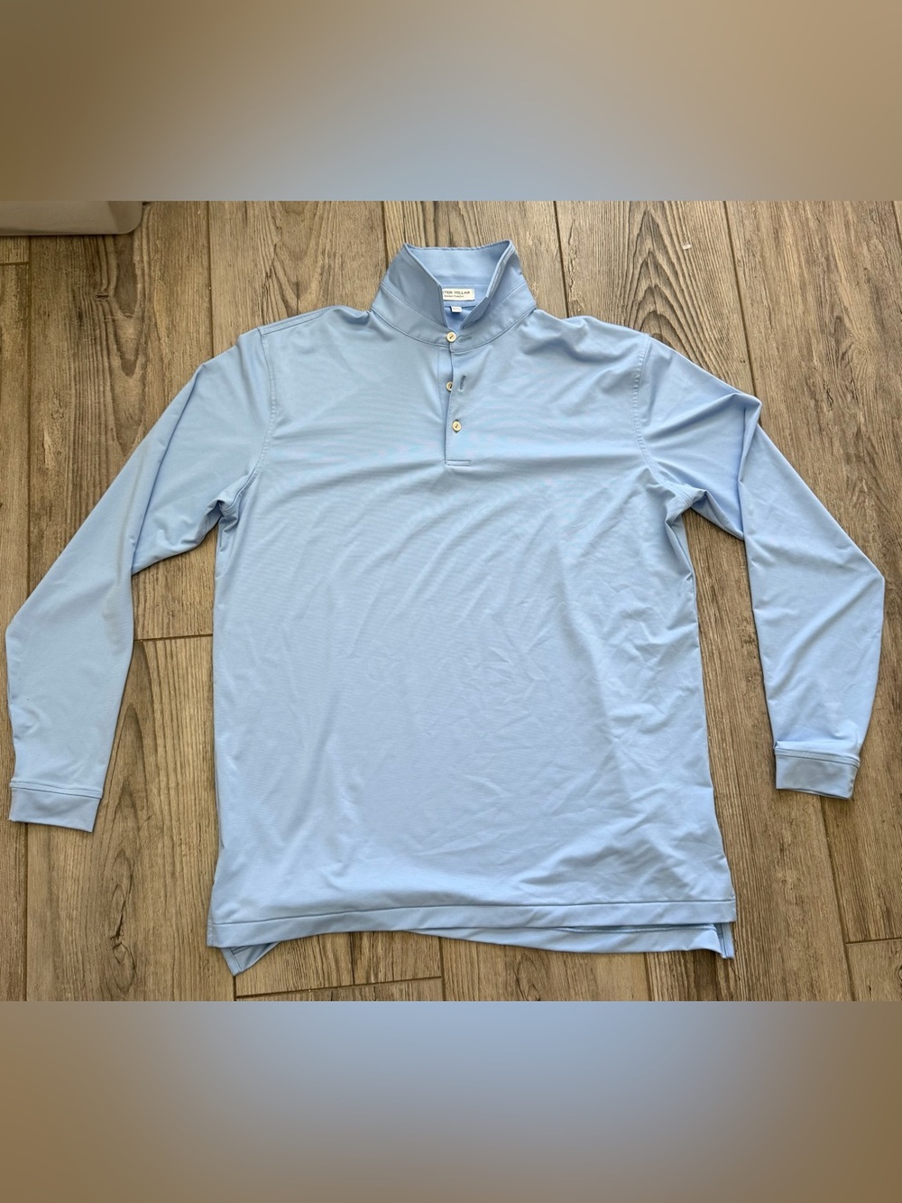Peter Millar Crown Sport Long Sleeve Performance Polo Shirt Light Blue Men's